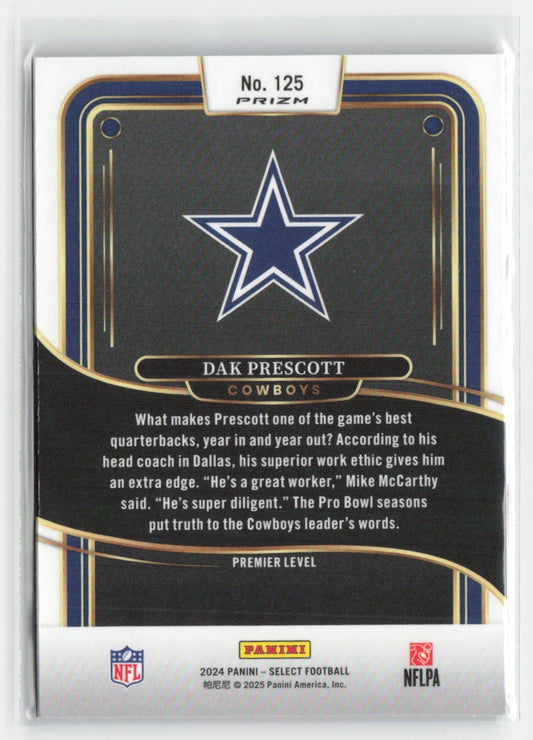 2024 Panini Select Dak Prescott #125 Black & Red Prizm Shock Dallas Cowboys