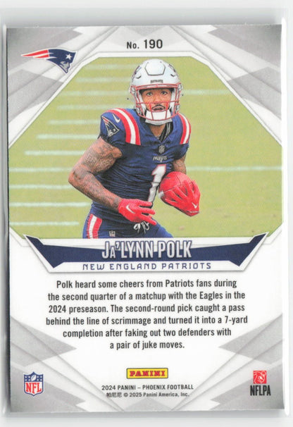 2024 Panini Phoenix Ja'Lynn Polk #190 Rookie Purple Fade New England Patriots