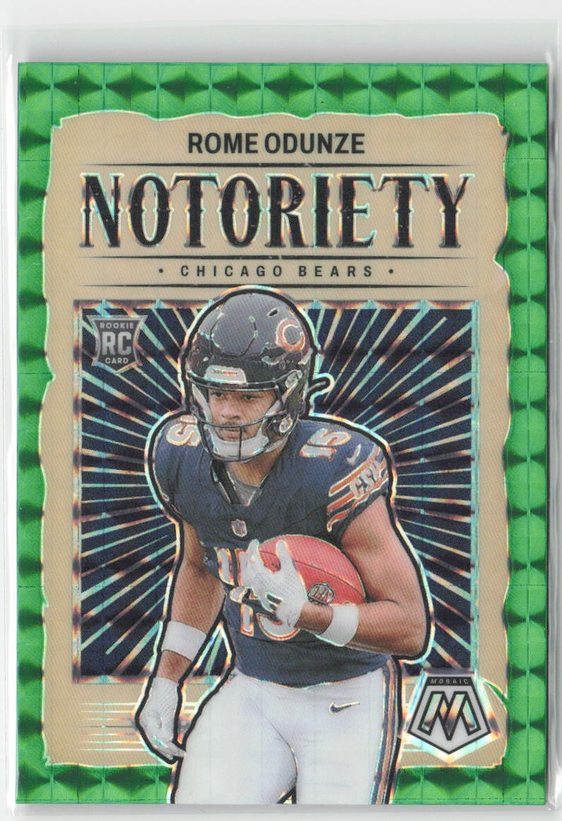 2024 Panini Mosaic Rome Odunze #24 Notoriety Mosaic Green Chicago Bears Football