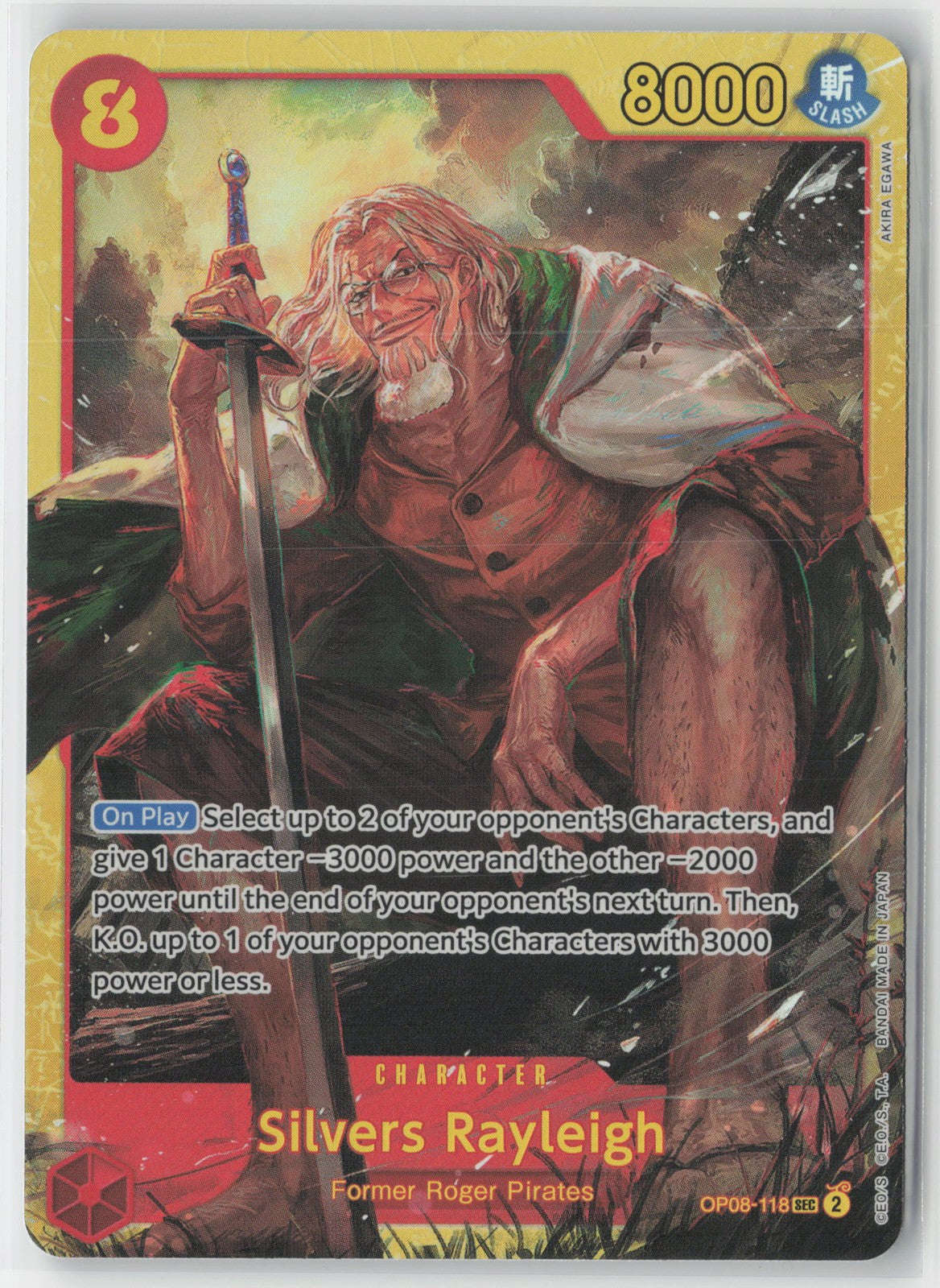 Silvers Rayleigh Foil OP08-118 SEC One Piece TCG Two Legends English