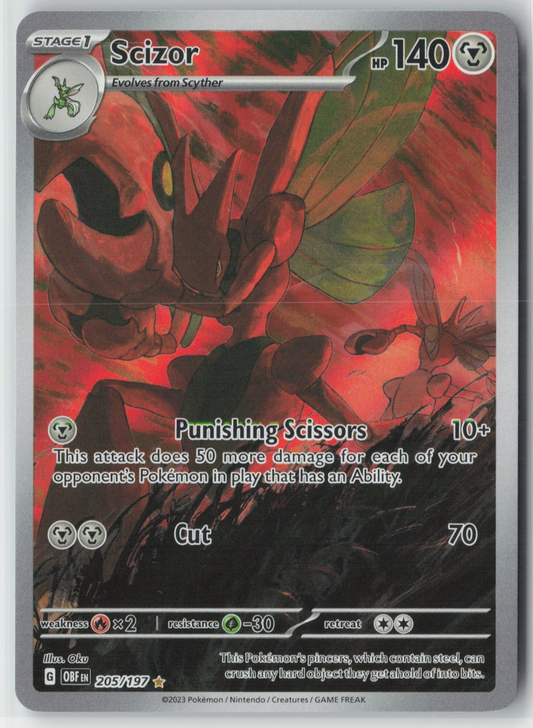 2023 Pokémon TCG Scizor #205/197 Obsidian Flames Illustration Rare NM/M