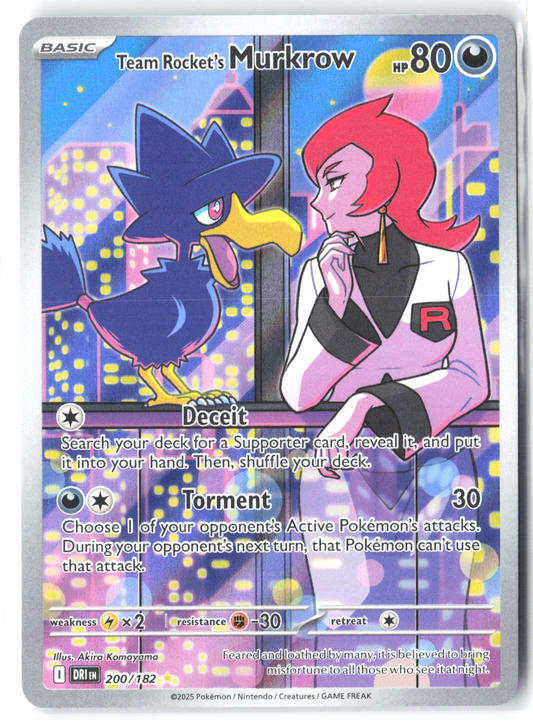 2025 Pokémon TCG Team Rocket’s Murkrow #200/182 Illustration Rare Holo NM/M