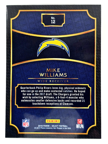 2016 Panini Select 2017 NFL Draft XRC SILVER Prizm Redemption Mike Williams #12