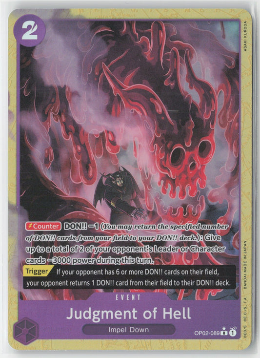 Judgment of Hell Alt Art Foil OP02-089 R One Piece TCG Premium Booster ENG