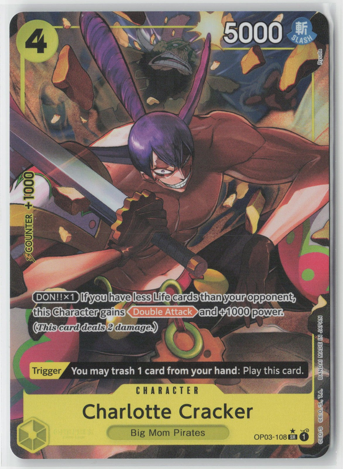 Charlotte Cracker Alt Art Foil OP03-108 SR One Piece TCG Premium Booster ENG