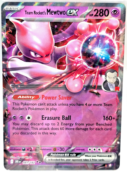 Team Rocket's Mewtwo ex 081/182 Double Rare Holo – Destined Rivals Pokémon TCG