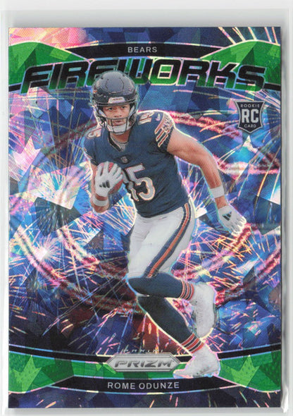 2024 Panini Prizm Rome Odunze #19 Fireworks Green Prizm Chicago Bears Football