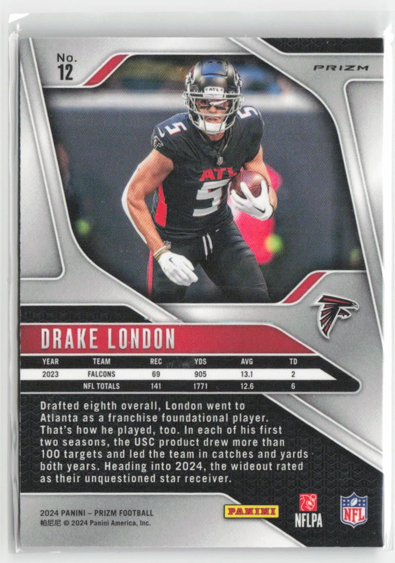 2024 Panini Prizm Drake London #12 Pink Atlanta Falcons Football
