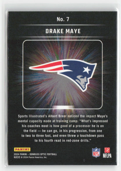 2024 Donruss Optic Drake Maye #7 Light It Up New England Patriots Football