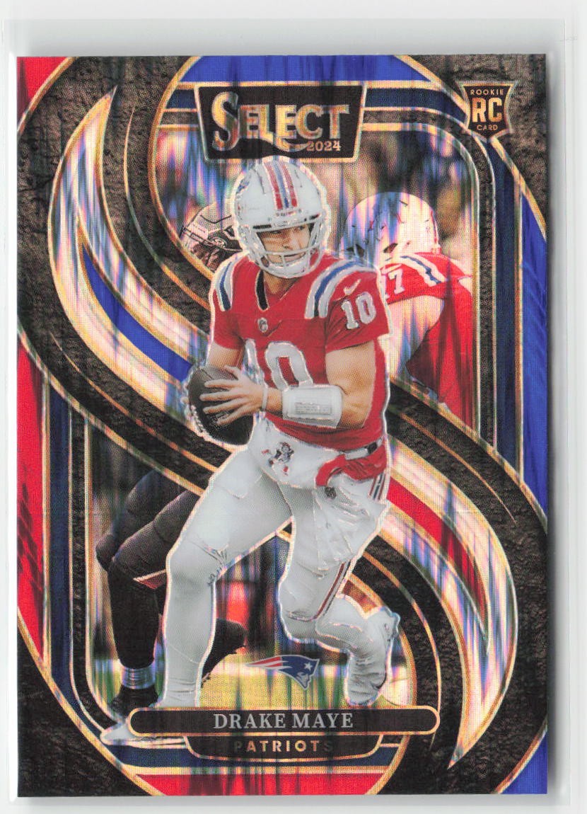 2024 Panini Select Drake Maye #113 Rookie Black & Red Prizm Shock Patriots