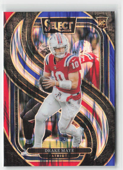 2024 Panini Select Drake Maye #113 Rookie Black & Red Prizm Shock Patriots