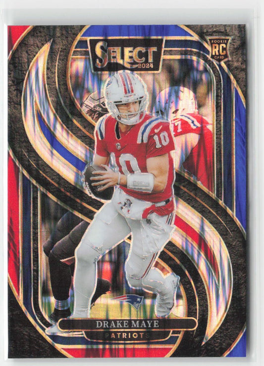 2024 Panini Select Drake Maye #113 Rookie Black & Red Prizm Shock Patriots