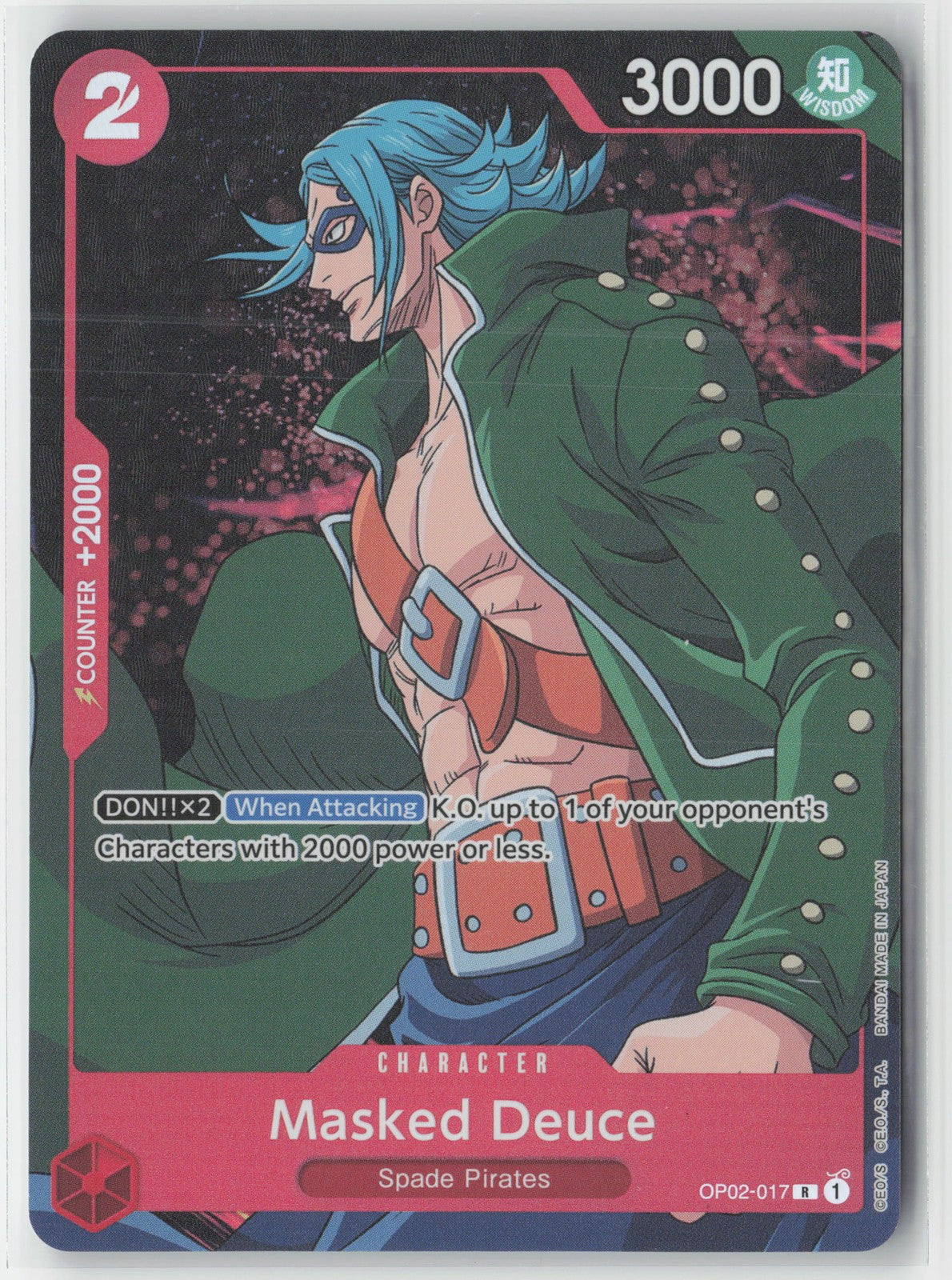 Masked Deuce Alt Art Foil OP02-017 R One Piece TCG Paramount War English
