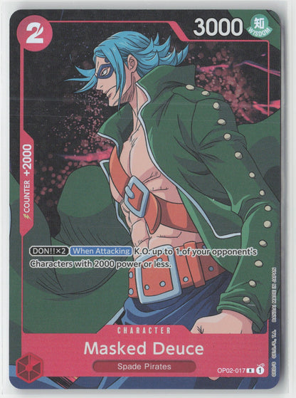 Masked Deuce Alt Art Foil OP02-017 R One Piece TCG Paramount War English