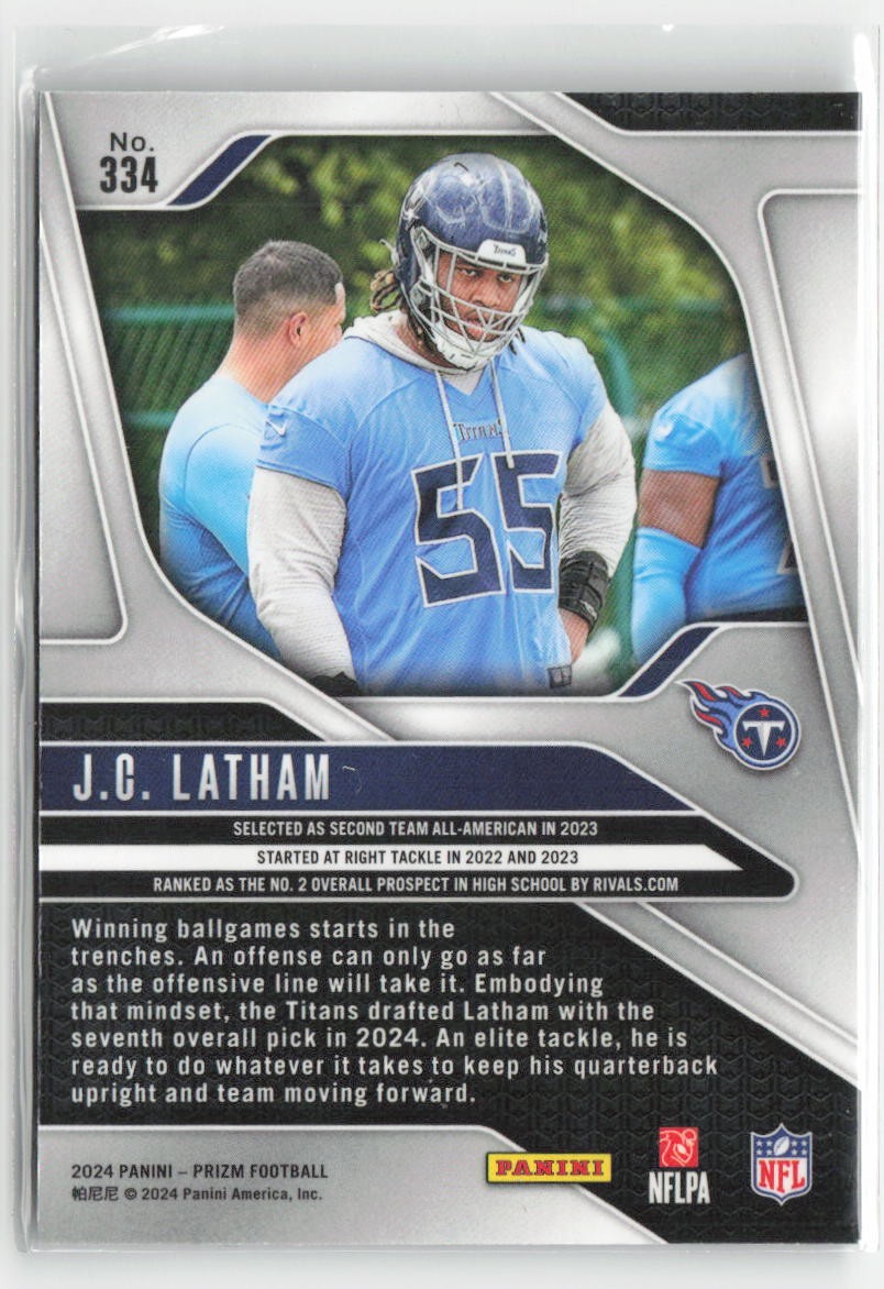 2024 Panini Prizm J.C. Latham #334 Rookie Tennessee Titans Football