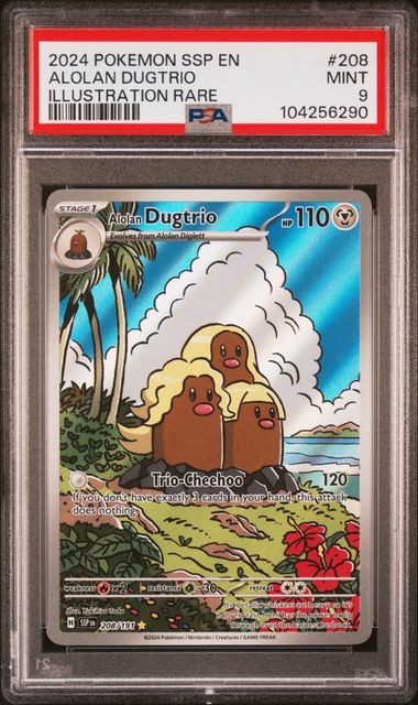 Alolan Dugtrio 208/191 PSA 9 Pokemon Surging Sparks Illustration Rare Sequential