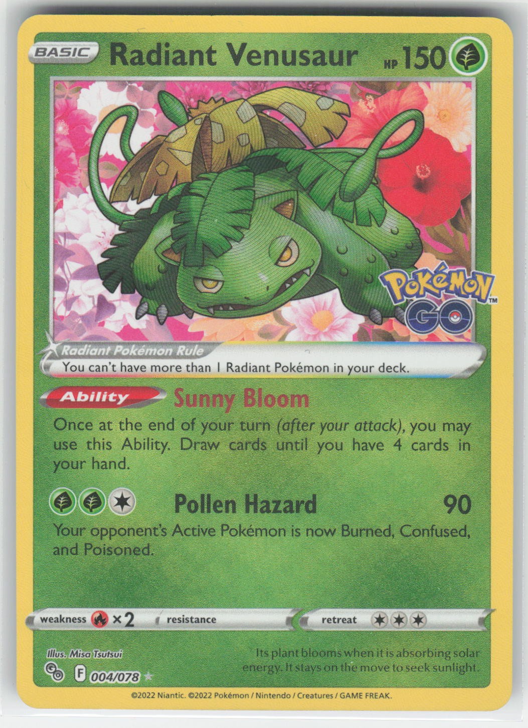 Radiant Venusaur - PGO Pokemon GO #004/078 Radiant Rare Holo NM