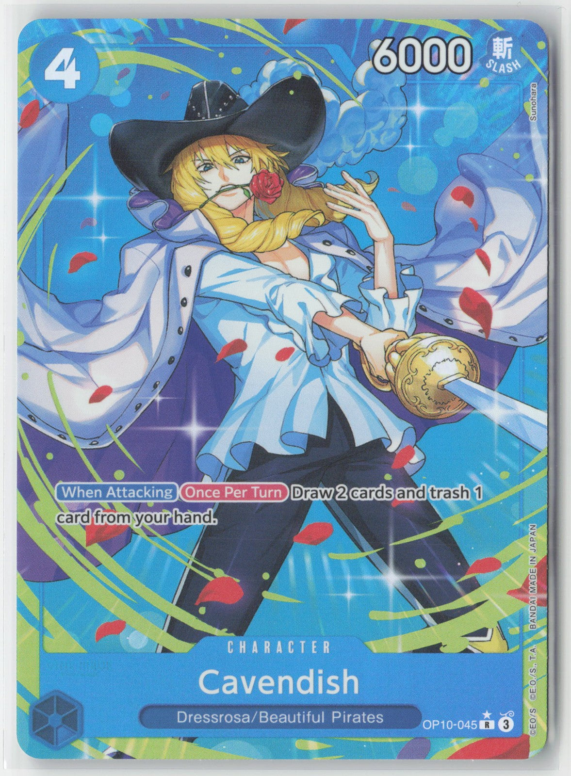 Cavendish Parallel Foil OP10-045 R One Piece TCG Royal Blood English