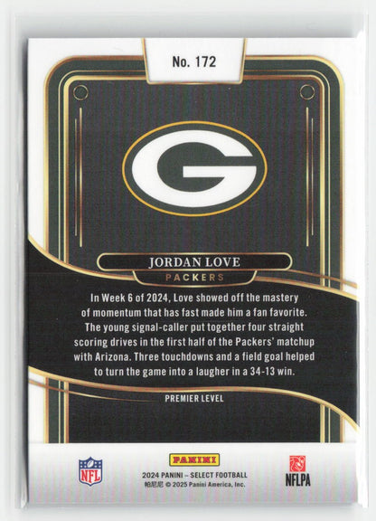 2024 Panini Select Jordan Love #172 Green Bay Packers Football