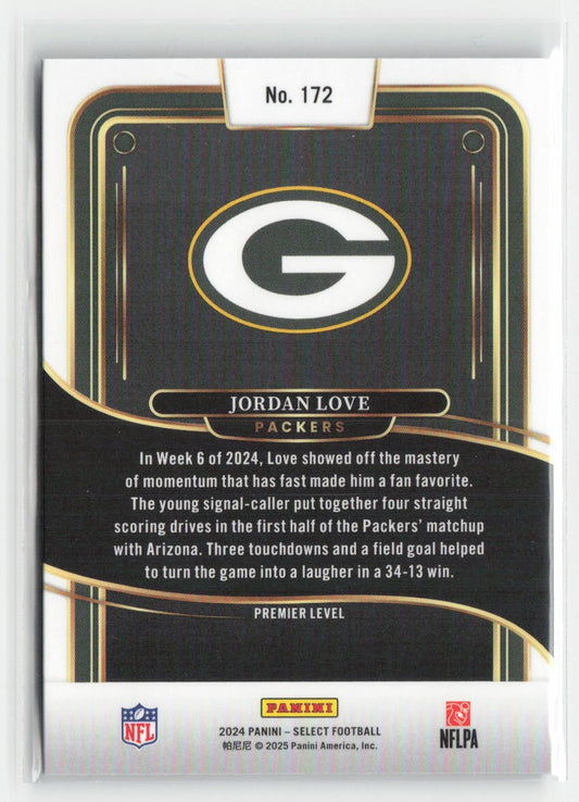 2024 Panini Select Jordan Love #172 Green Bay Packers Football