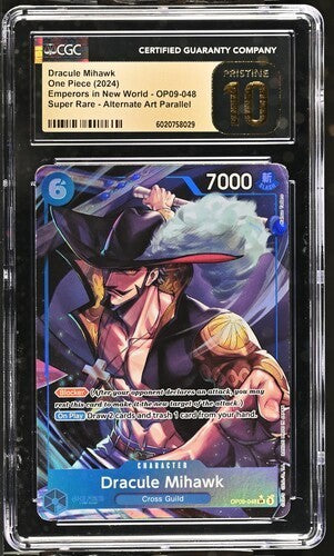 Dracule Mihawk OP09‑048 Alt Art CGC Pristine 10 Emperors One Piece TCG