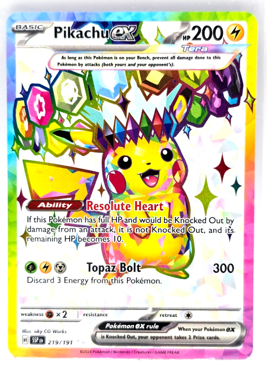 Pokemon Surging Sparks SV08 Pikachu ex - 219/191 UR Ultra Rare NM